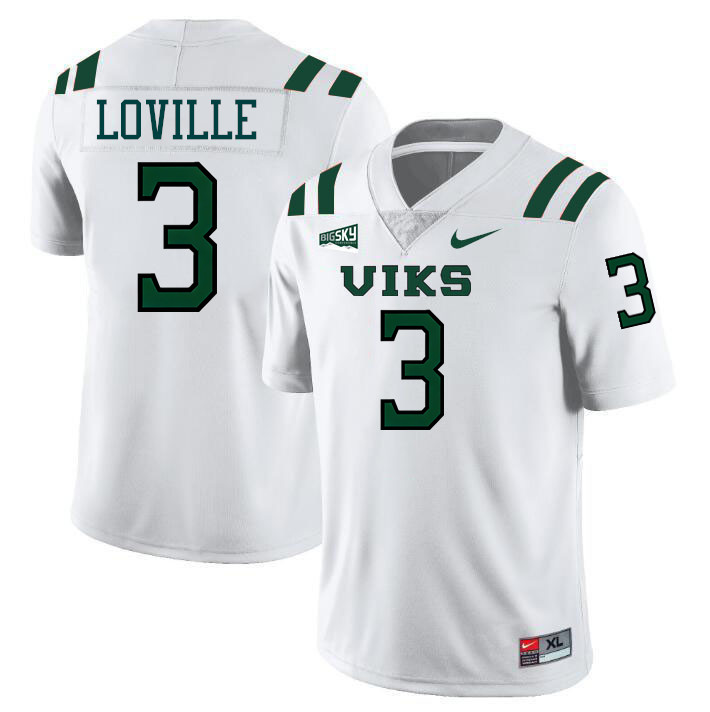 Portland State Vikings #3 Terence Loville College Footbaall Jerseys,Uniforms Stitched-White